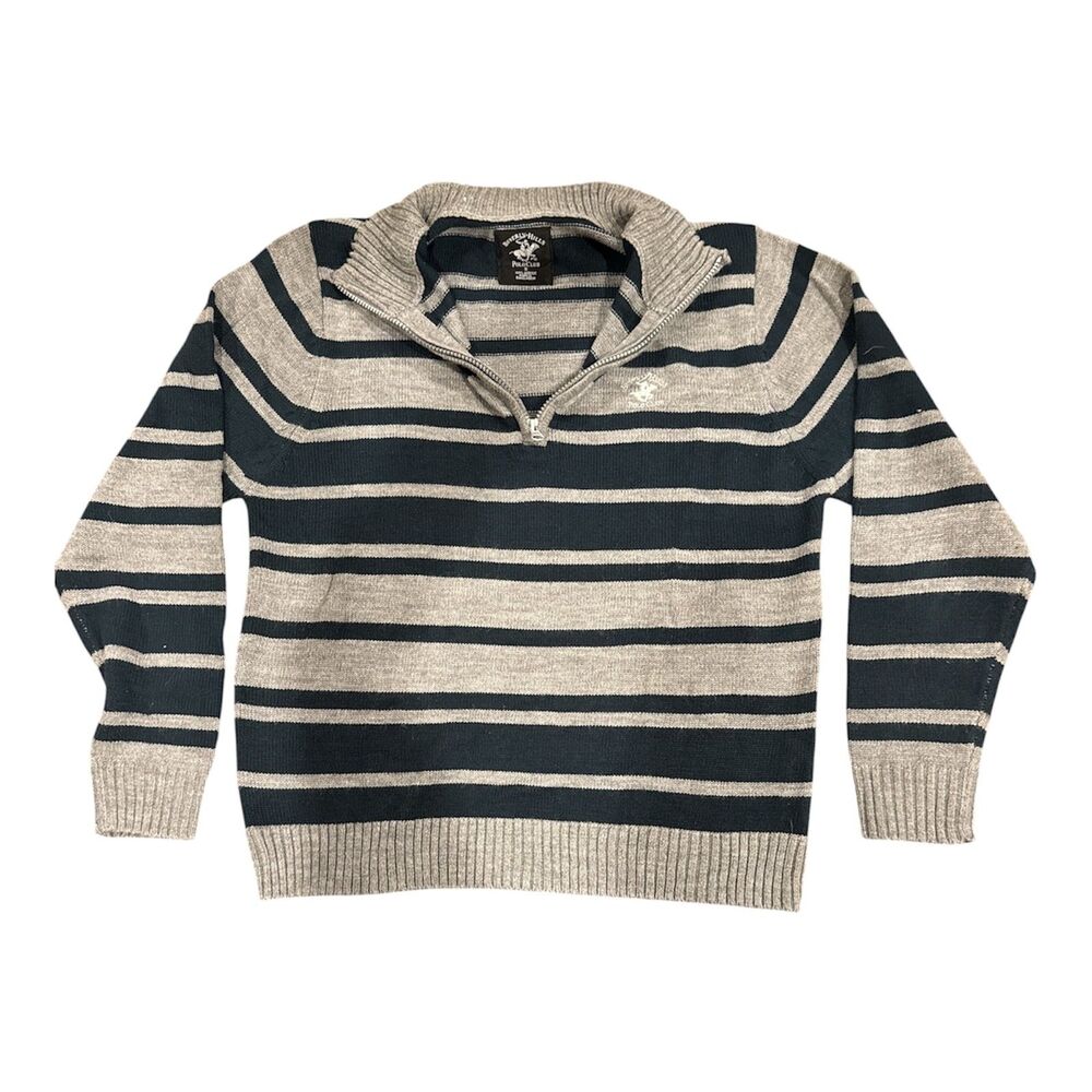 Beverly Hills Polo Club Striped Quarter-Zip Sweater Men's Size S
